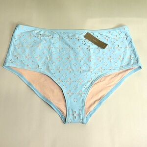 J. Crew Cut Out Light High Waist Blue Floral Bikini Bottom Size Extra Large NWT